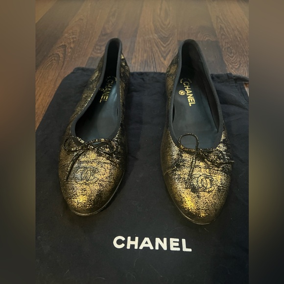 CHANEL METALLIC BALLET FLATS BALLERINA FLATS SIZE 42 - Picture 6 of 10